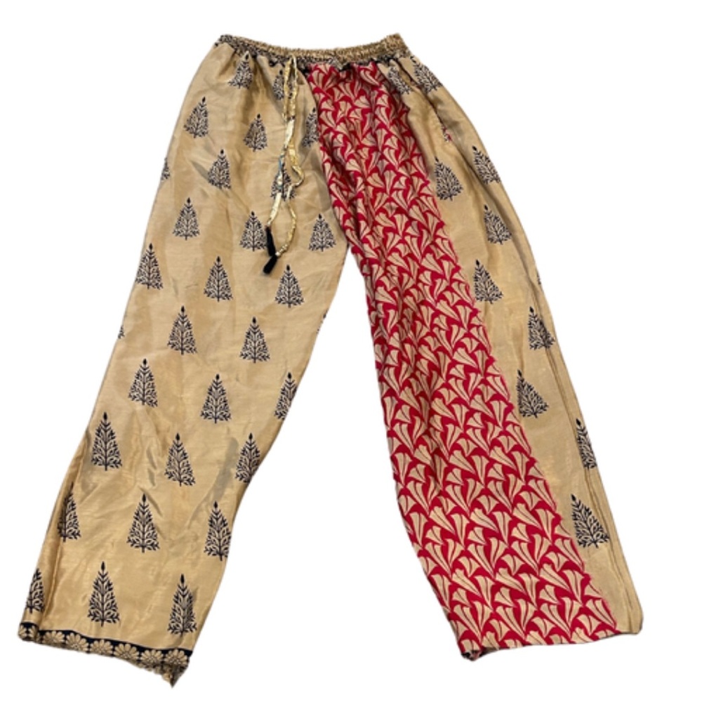 Silk Blend Boho Flowy Pants | Made in Nepal | Fits like XS/S